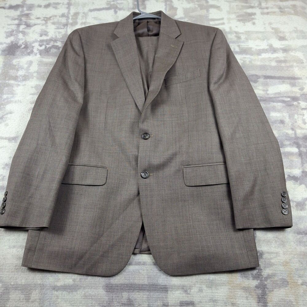 Chaps Est 1978 Mens 2PC Suit 40R Jacket 34x29 Pants 100% Wool Brown Textured